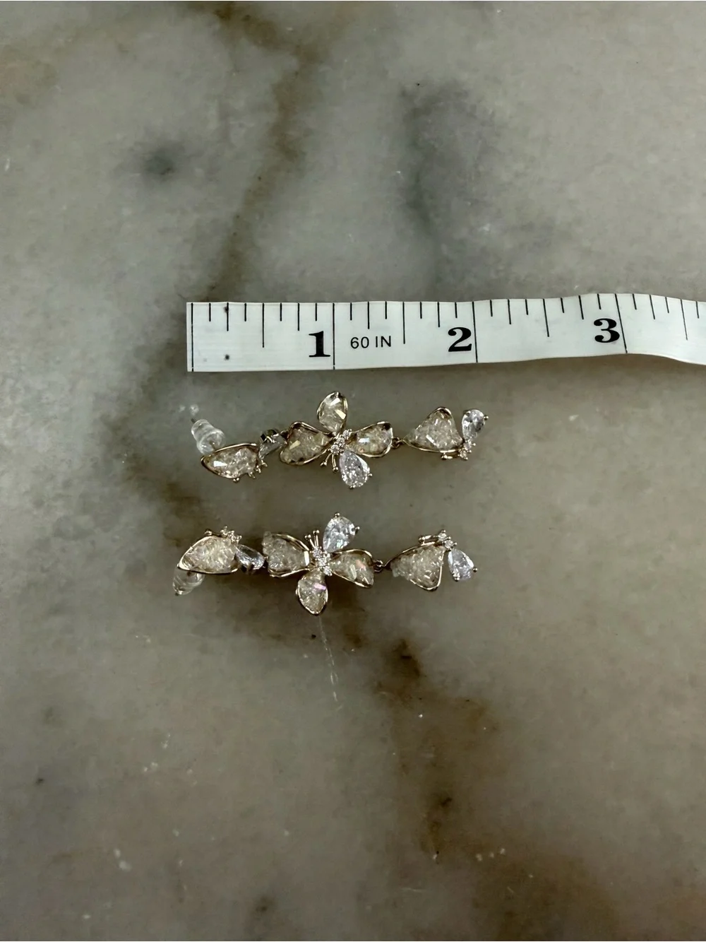 Crystal butterfly Drop Earrings - Gold Tone